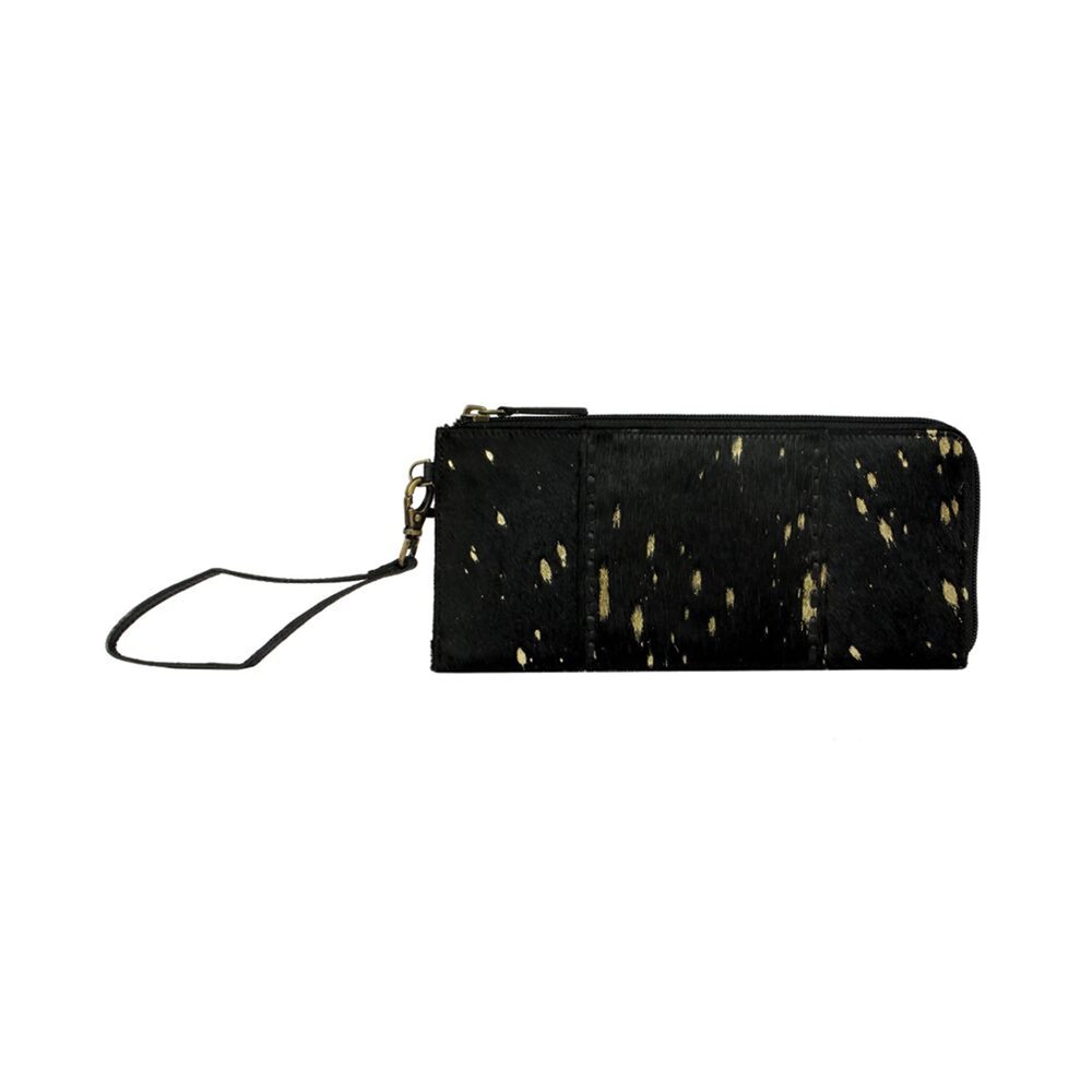 3278 Black Zippered Western Wallet Wristlet - Hair On Leather Wallet